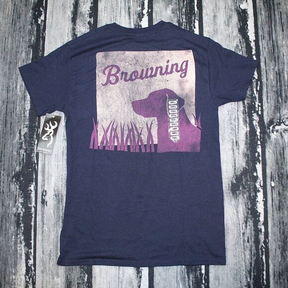 Browning Women's Grass Dog Graphic T-Shirt Navy Blue, Small - Women's Graphic To - Picture 1 of 6